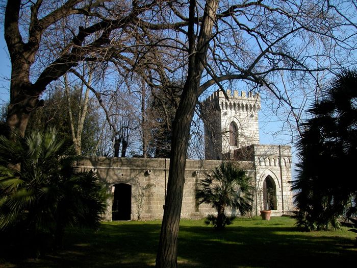 wedding villa with tower on the lake