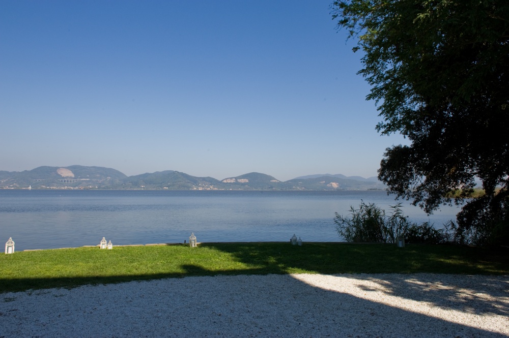 lake shore view from a villa for weddings reception and ceremony