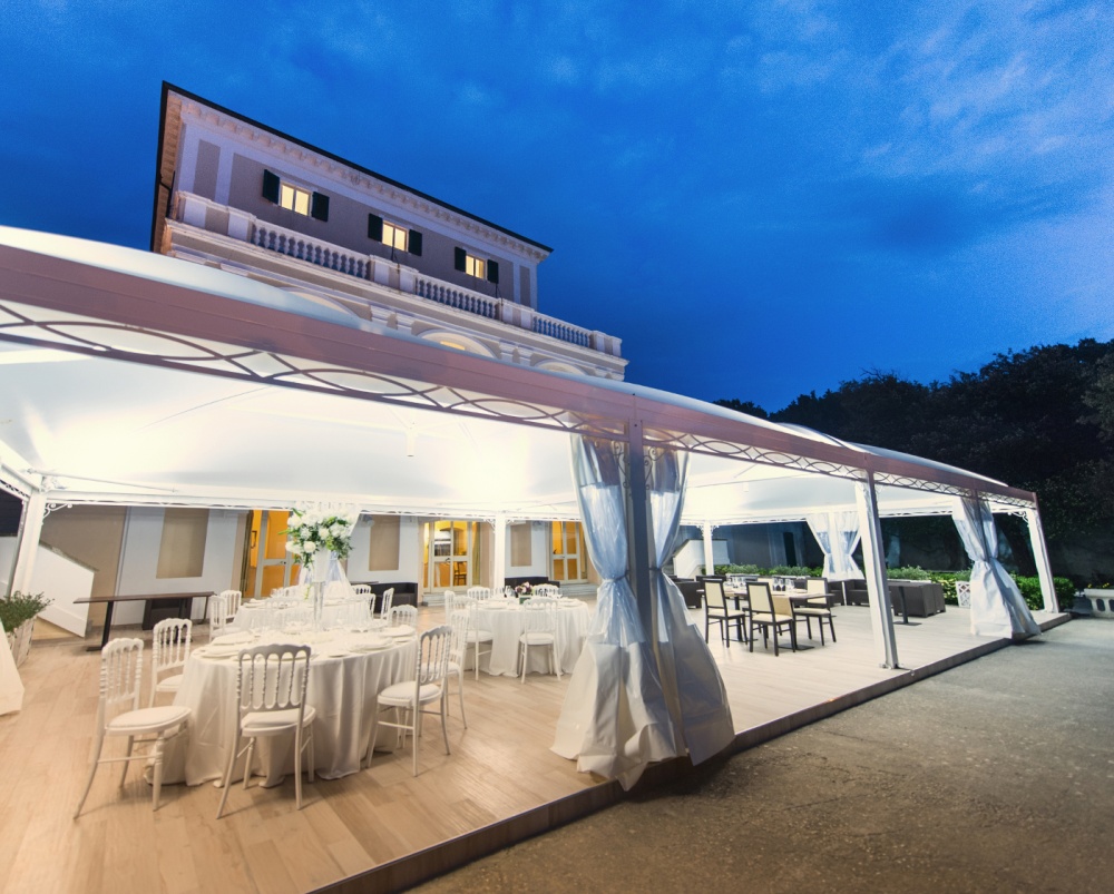 gazebo night view in a wedding villa on the sea in tuscany